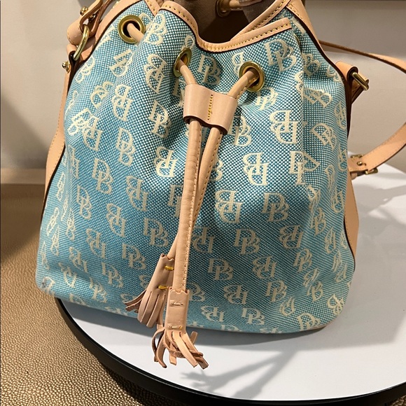 Dooney & Bourke Blue and Tan Bucket Bag - Picture 6 of 13